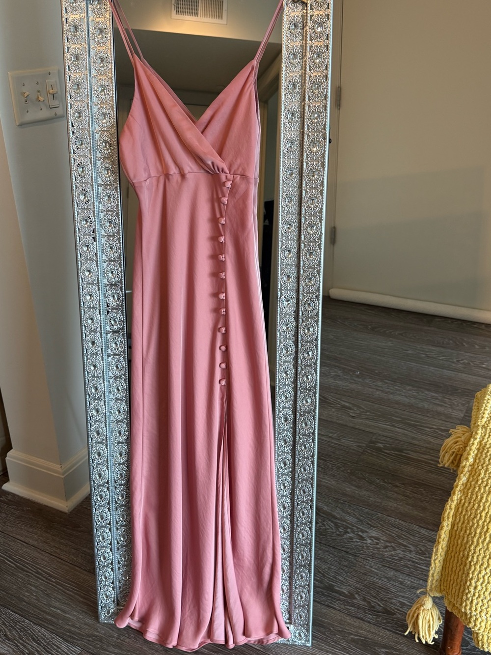 Zara Rose-Mauve Slip Maxi Dress with Side Buttons